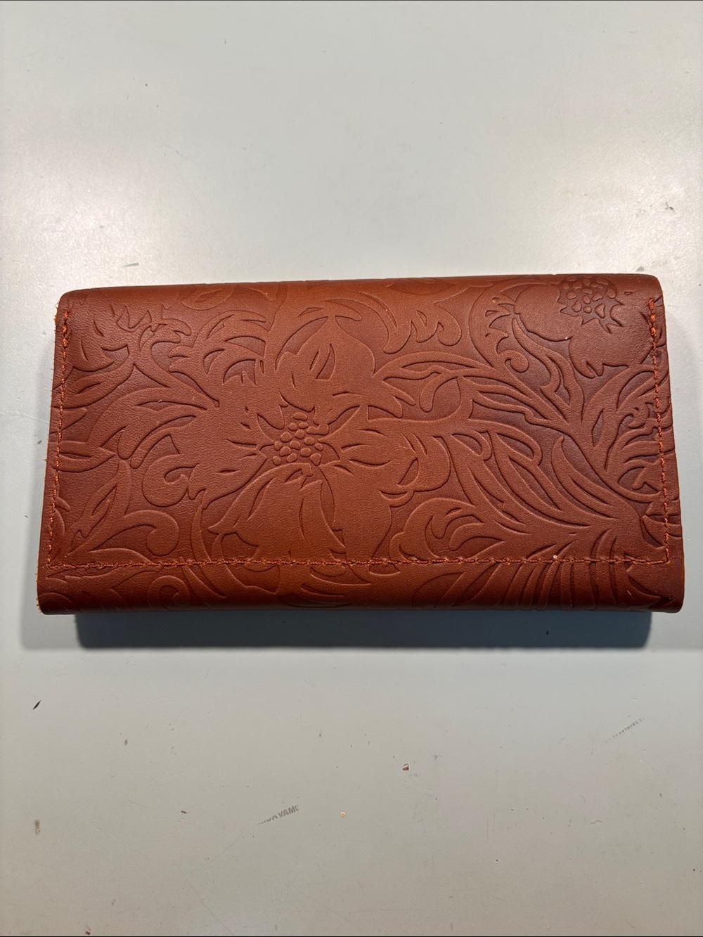 Portland Leather Floral Tooled Rancher Wallet - Tan/Brown - Picture 4 of 5
